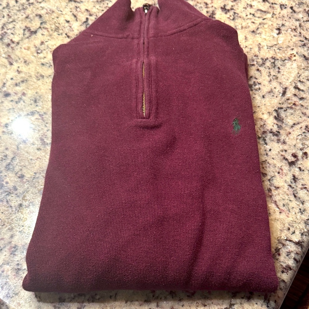 Ralph Lauren Men's Burgundy Half-Zip Sweater